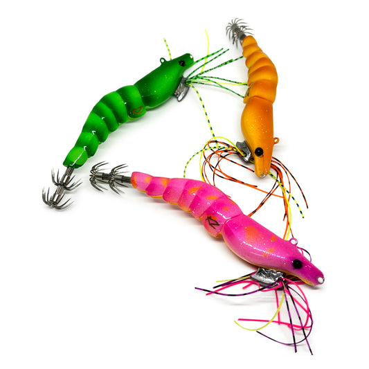 Pack Of 3 KZ EGINATOR #3.5 17gr Squid Jig Real Shrimp eging fishing